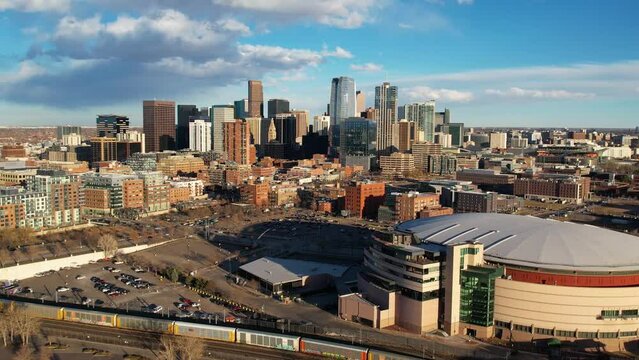 2023 - Excellent aerial footage of traffic in downtown Denver, Colorado.