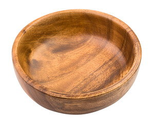 wooden plate, bowl, isolated on white background, full depth of field