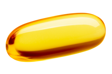 Fish oil pill, omega 3, isolated on white background, full depth of field