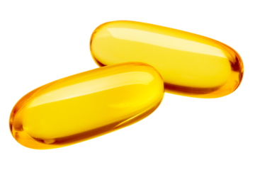 Fish oil pill, omega 3, isolated on white background, full depth of field