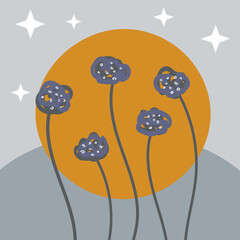 water lilies on the background of the sun