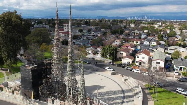 2023 - Excellent aerial footage of Watts Towers and its surrounding neighborhood in Los Angeles, California.