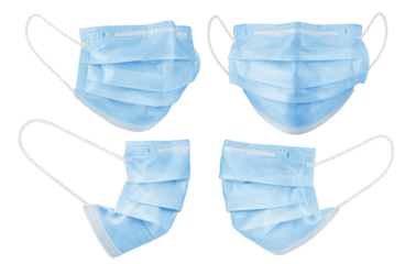 Medical mask isolated on white background, corona virus protection, covid-19, full depth of field