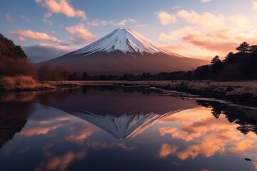 Fototapeta na wymiar AI Generated mountain fuji view japanese vacation traveling background
