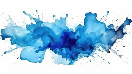 A blue paint splatter stains with watercolors. (Generative AI)