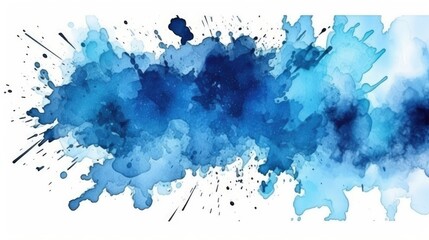 A blue paint splatter stains with watercolors. (Generative AI) - 604445680