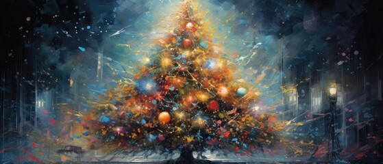 Obraz premium christmas tree with christmas decorations