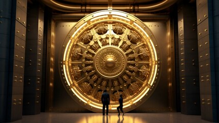 massive golden vault door. generative AI.