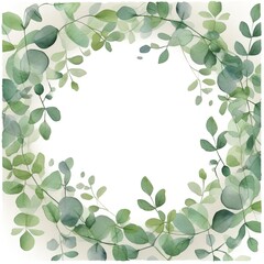 Fototapeta premium Green watercolor wreath. Illustration AI Generative.
