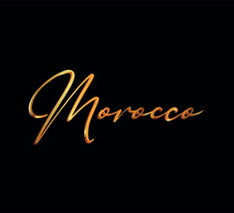 decorative 3d gold morocco text on black background