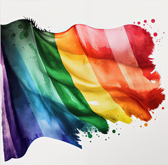 Watercolor rainbow flag. Illustration AI Generative.