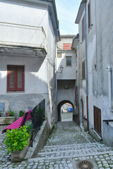 A narrow street of Macchia d'Isernia, a medieval village in the mountains of Molise., Italy.