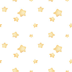 Watercolor Seamless Pattern with hand drawn stars. Space Background for Kids. Galaxy design