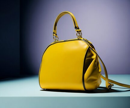 yellow handbag isolated. female bag with copy space. woman handbag. female bag. ladies bag. Generative Ai