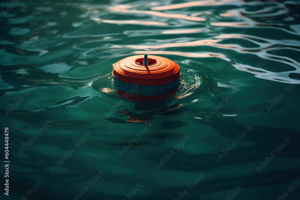 Poster a float that is placed on the surface of a body of water. Generative AI