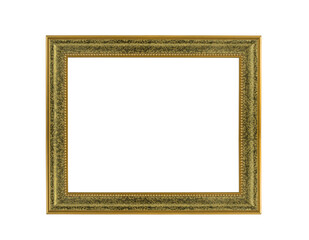 Gold picture frame isolated with cut out center.