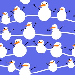 Christmas cartoon snowman seamless new year pattern for wallpaper and fabrics and textiles and packaging