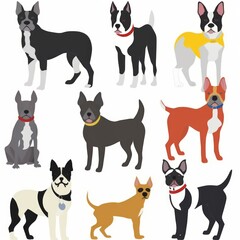 Fototapeta premium Digital illustration of dogs on white background. Generative AI. 