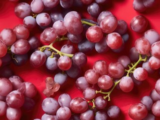 Fototapeta premium Red Grapes background as seamless tile (generative AI)