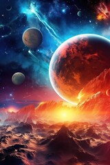 Astronomy-themed wallpaper featuring the universe, galaxy, and celestial bodies. (Generative AI)