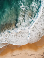 Fototapeta na wymiar Ocean waves and sandy beach view. AI generated image.