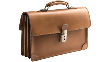 A brown briefcase on a transparent background, Generative AI