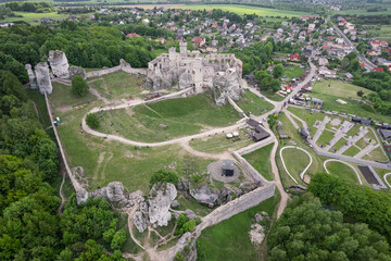 Ogrodzieniec Castle, Poland from drone