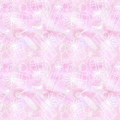 Festive gift box seamless present pattern for wrapping paper and fabrics and linens and kids clothes print