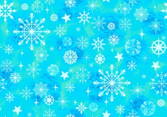 Winter abstract watercolor snowflakes seamless Christmas polka dots pattern for new year gift box and wrapping