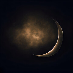 Obraz na płótnie Canvas crescent moon dark background suitable for Ramadan Kareem , Hari Raya, Eid Mubarak, Eid al Adha.