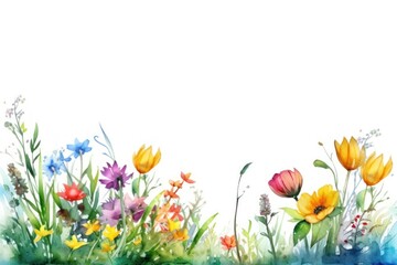 Obraz na płótnie Canvas AI Generated spring flowers water color background