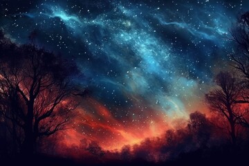Obraz na płótnie Canvas AI Generated Starry Sky dark illustration background
