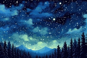 AI Generated Starry Sky dark illustration background
