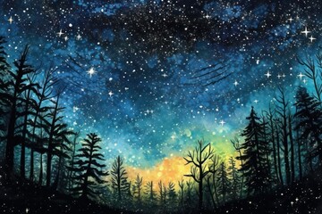 AI Generated Starry Sky dark illustration background