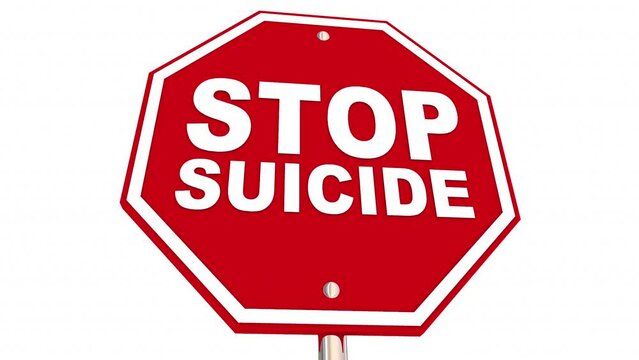 Stop Suicide Sign Prevent Taking Own Life Depression Suicidal 3d Animation