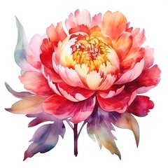 Watercolor beautiful peony flower. Illustration AI Generative.