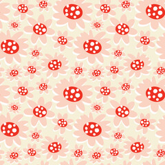 Pink and orange flowers on a beige background