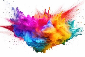 Colorful pink red rainbow smoke paint explosion, color fume powder splash, motion of liquid ink dye in water. Generative AI.