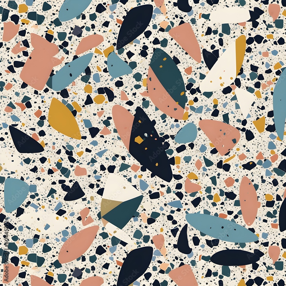 Poster abstract contemporary retro color, trendy colorful terrazzo texture shape and pattern. artistic digi