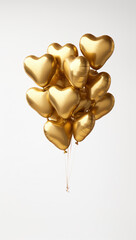 close up de um monte de balões de coração de ouro, Generative Ai