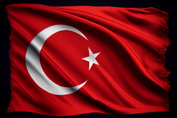 Grunge colorful background, flag of Turkey. Close-up, fluttering downwind. High quality illustration