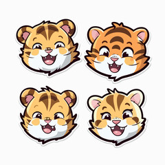 Tiger abstract logo icon. Lines, design elements, background decoration. Cartoon, doodle style