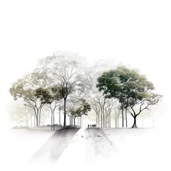Simple lines Tree Illustration. Generative AI