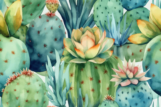 seamless pattern of cactus 