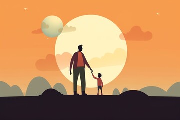 Father's Day illustration and pictures designed to depict father love for his family father hard work  father love made made with generative AI technology