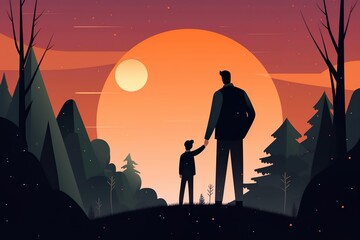 Naklejka premium Father's Day illustration and pictures designed to depict father love for his family father hard work father love made made with generative AI technology