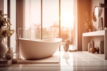 AI Generated Blurred living bath room in the evening view
