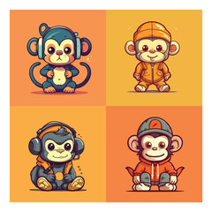 Cute monkey mascot character for kids entertainment center