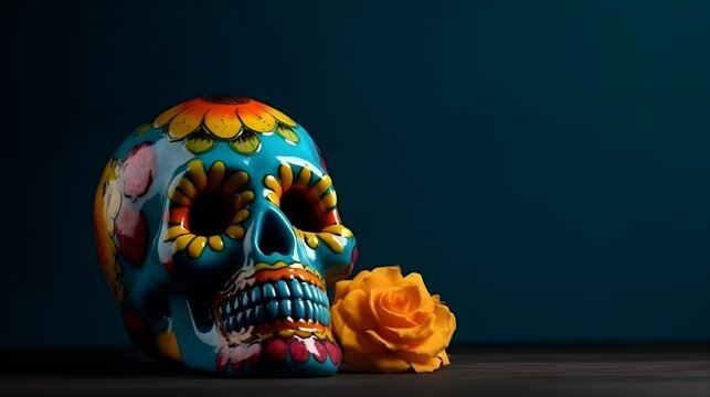 Day of the Dead Sugar Skull  with copyspace