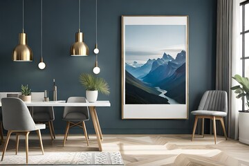Poster mockup in home interior background,